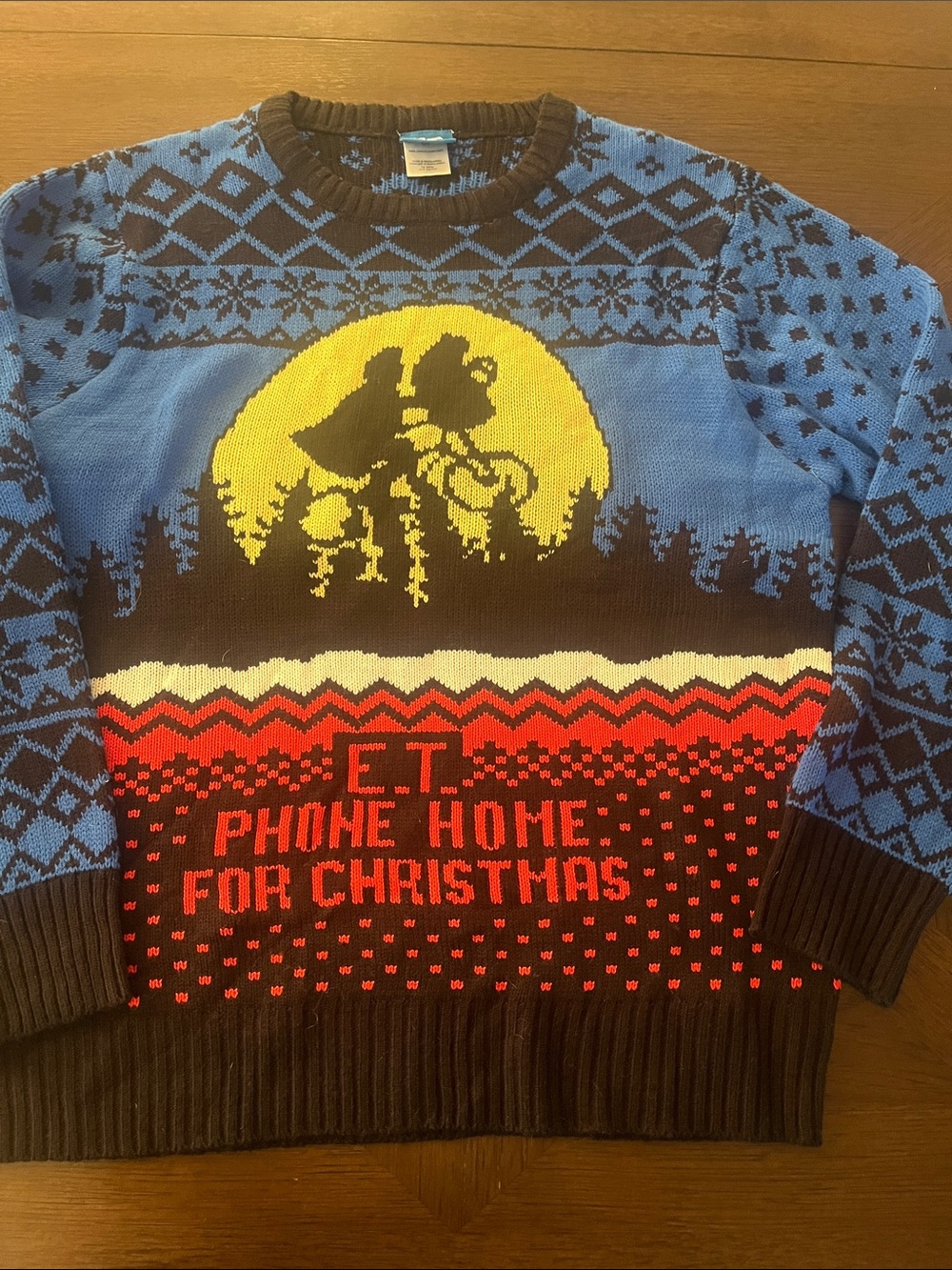 E.T. Phone Home for Christmas Blue & Black Novelty Sweater